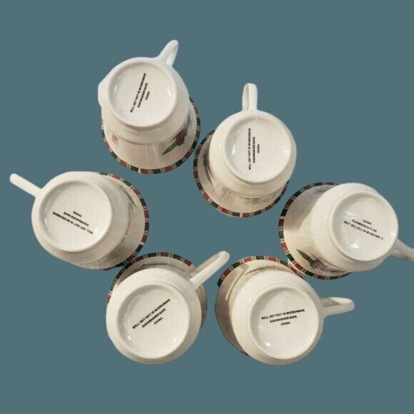 Set Of 6 Tartan Ribbon Footed 6-8oz Cups - Picture 4 of 8